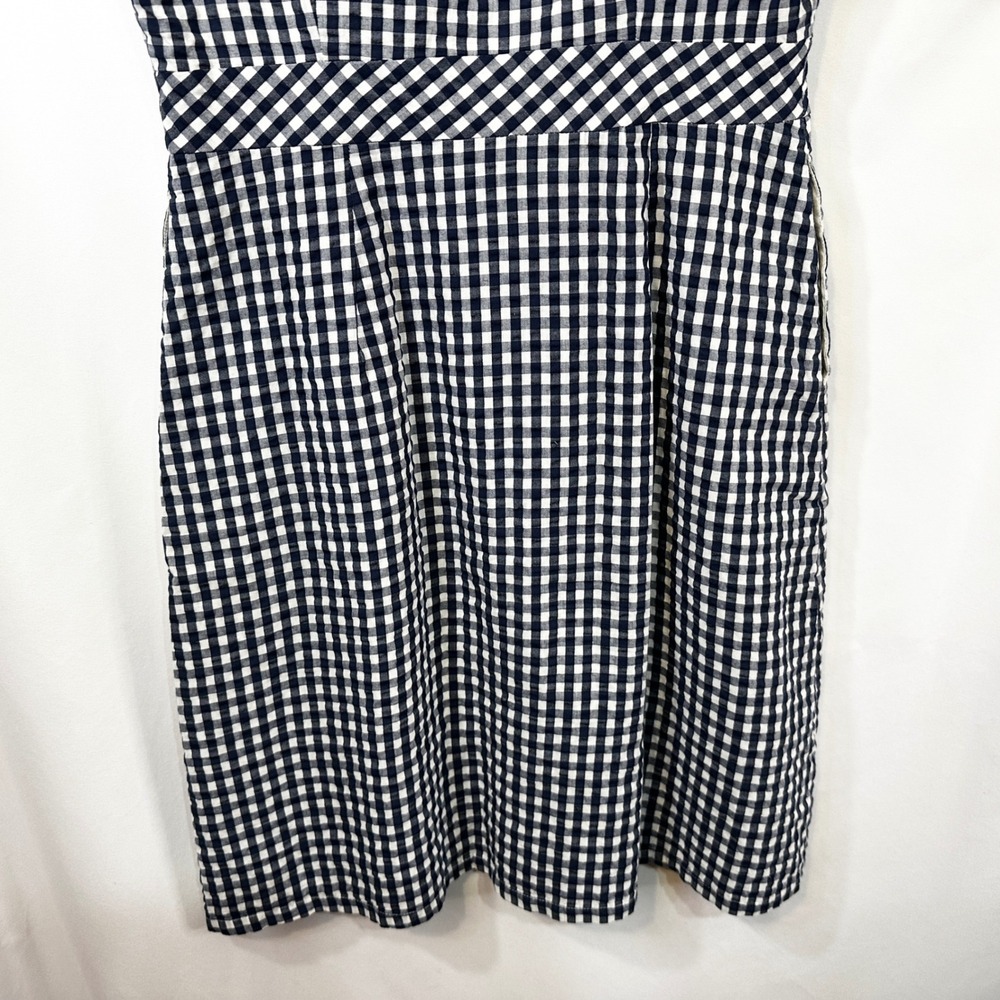 J. Crew Sz 4 Mini Dress Gingham Button Front Sleeveless Blue Academia Prep 1767 - Picture 7 of 9
